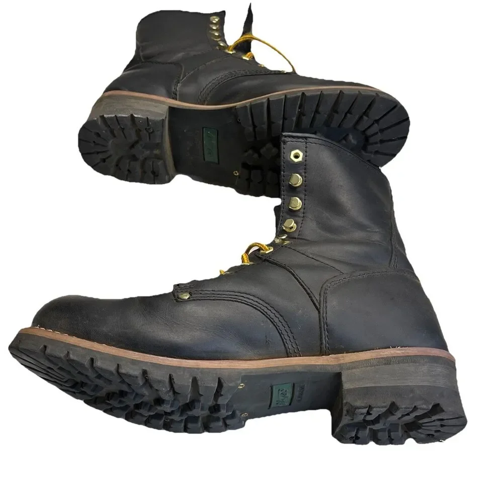 AdTech Men Black Leather Work Boots Stock No 1428 Steel Toe Size 13M Industrial